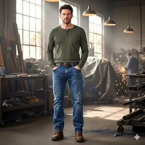 Levis 569 Mens Size 40x30 Straight Leg Jeans Blue Denim Workwear Distressed